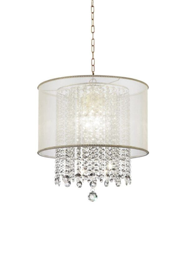 Primo Gold Finish Ceiling Lamp with Crystal Accents and White Shade - Image 5