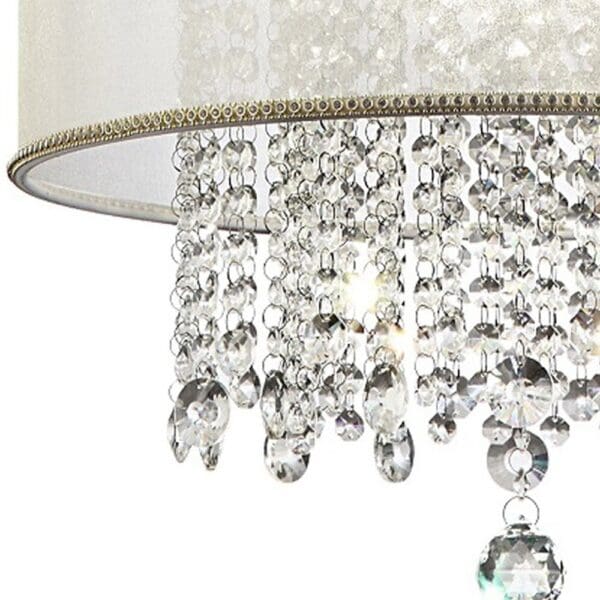 Primo Gold Finish Ceiling Lamp with Crystal Accents and White Shade - Image 6