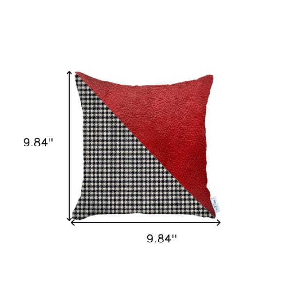 Houndstooth Handmade Pillow Cover - 18" x 18", Black & Red - Image 6