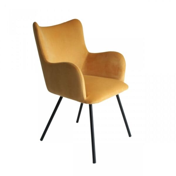 Yellow Curvy Velvet and Black Modern Dining Chair - Image 3