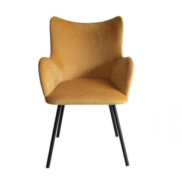 Yellow Curvy Velvet and Black Modern Dining Chair - Image 4