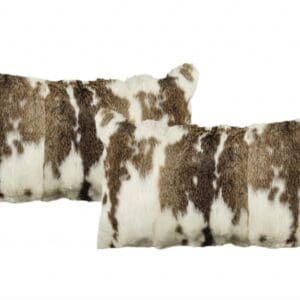 Rabbit Natural Fur Animal Print Pillows - (Set of 2), 20" x 12"