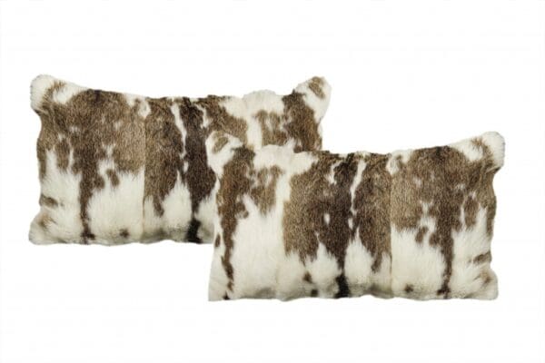 Rabbit Natural Fur Animal Print Pillows - (Set of 2), 20" x 12"