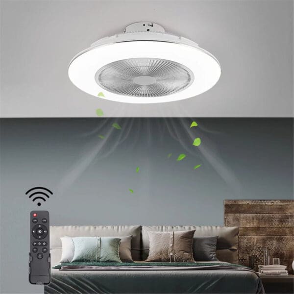 White Stylish LED Ceiling Lamp And Fan - Image 2