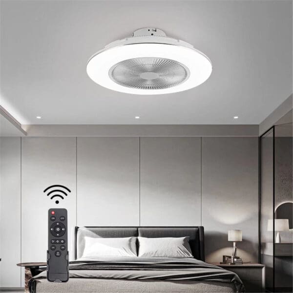 White Stylish LED Ceiling Lamp And Fan - Image 3