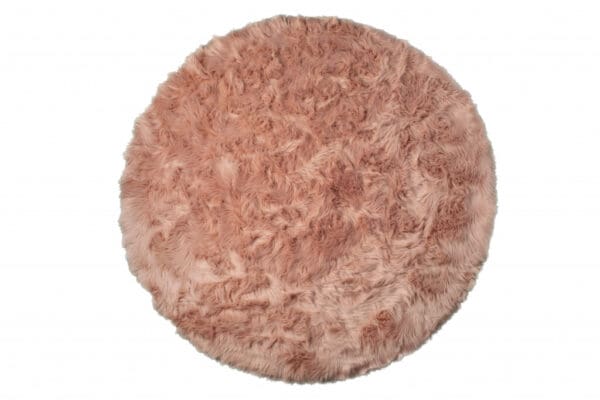 6' X 6' Dusty Rose Round Faux Fur Washable Non Skid Area Rug - Image 2