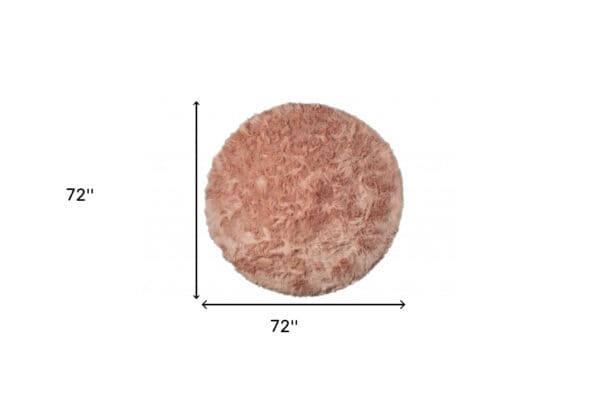 6' X 6' Dusty Rose Round Faux Fur Washable Non Skid Area Rug - Image 5