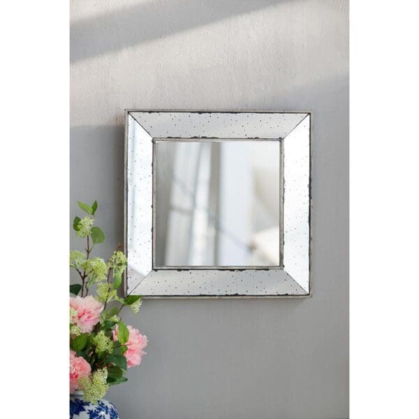 18"  Wall Mounted Vintage Style Glass Frame Accent Mirror - Image 6