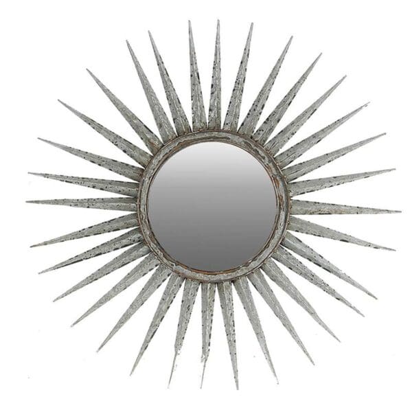 30" Antiqued Silver Gray Sunburst Wall Mounted Accent Mirror - Image 2