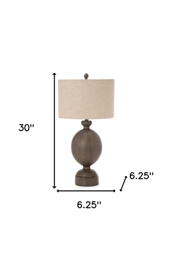 30" Brown Table Lamp With Beige Drum Shade - Image 6