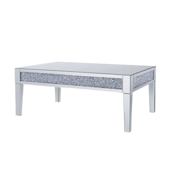 48" Silver Mirrored Rectangular Mirrored Coffee Table - Image 2