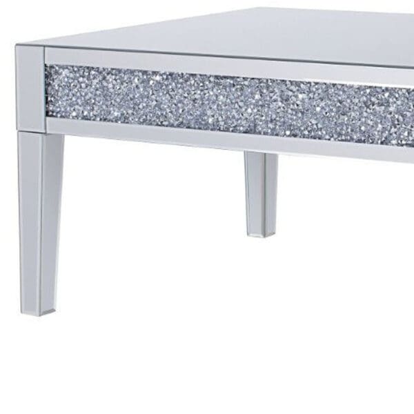 48" Silver Mirrored Rectangular Mirrored Coffee Table - Image 5