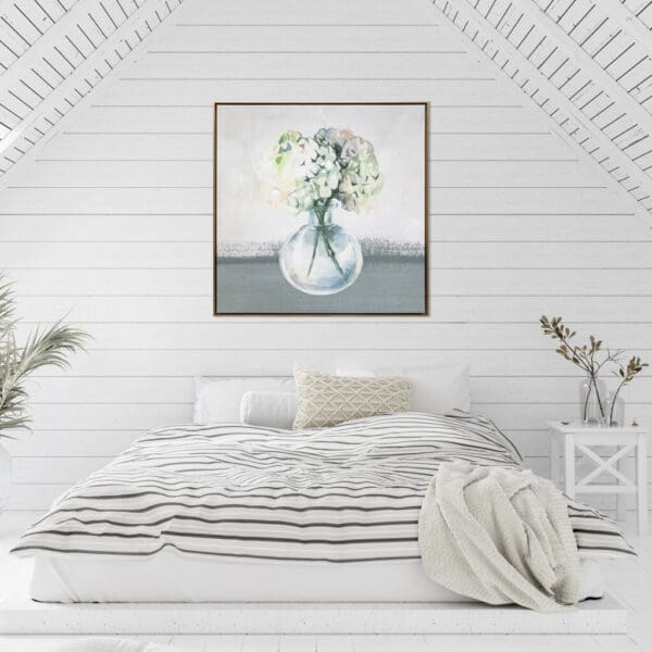 Hydrangea In Vase Gold Floater Frame Painting Wall Art - Image 6