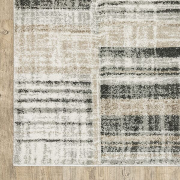 3' X 5' Grey Charcoal Ivory Tan Brown And Beige Geometric Power Loom Stain Resistant Area Rug - Image 2