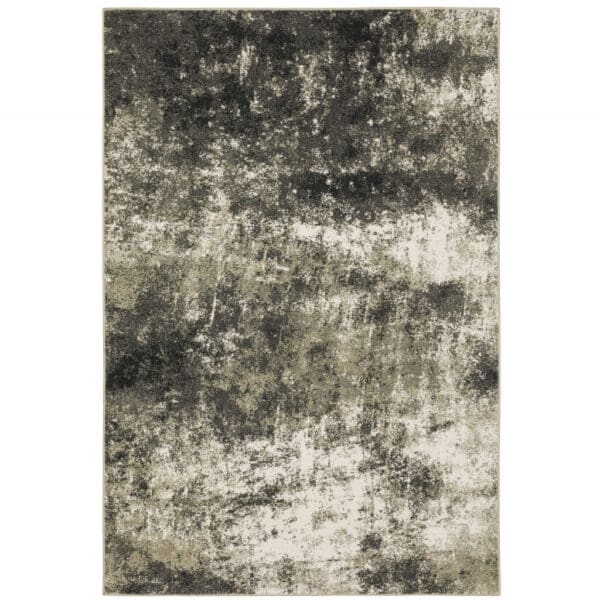 5' X 7' Charcoal Grey And Beige Abstract Power Loom Stain Resistant Area Rug - Image 2