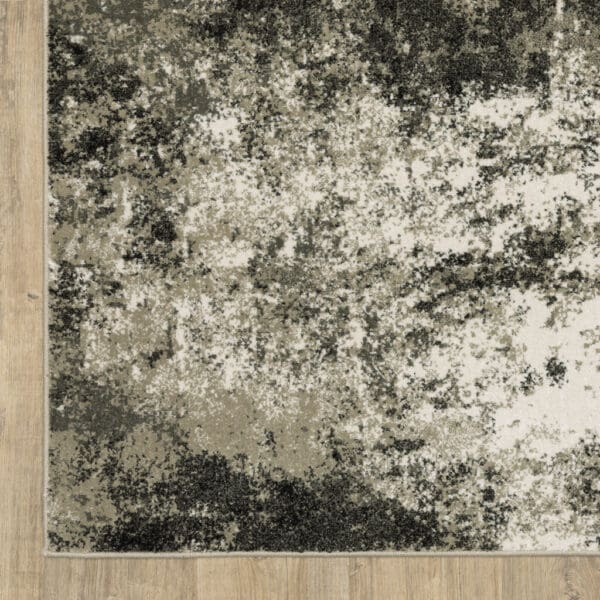 5' X 7' Charcoal Grey And Beige Abstract Power Loom Stain Resistant Area Rug - Image 4