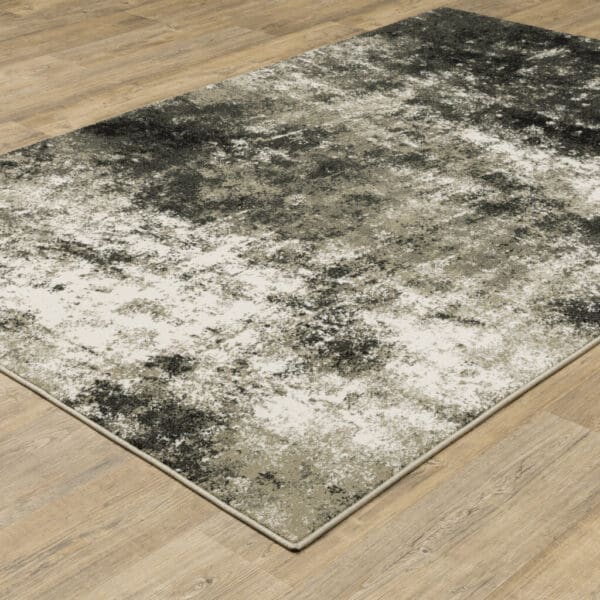 5' X 7' Charcoal Grey And Beige Abstract Power Loom Stain Resistant Area Rug - Image 6