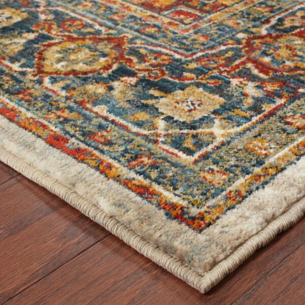 8' X 11' Red Gold Orange Green Ivory Rust And Blue Oriental Power Loom Stain Resistant Area Rug - Image 5