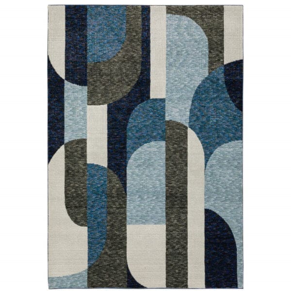 6' X 9' Blue And Gray Geometric Power Loom Area Rug - Image 2