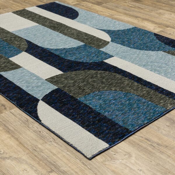 6' X 9' Blue And Gray Geometric Power Loom Area Rug - Image 5