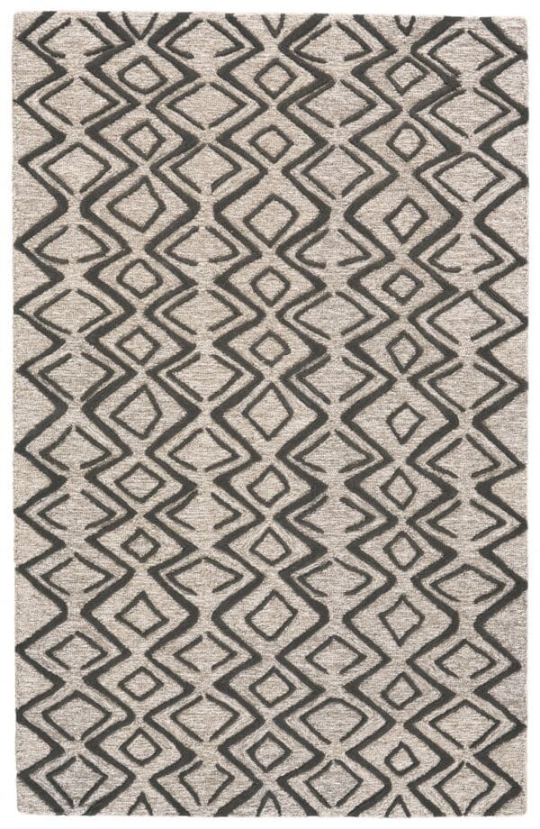 4' x 6'  Wool Geometric Tufted Handmade Stain-Resistant Area Rug - Black, Gray, & Taupe