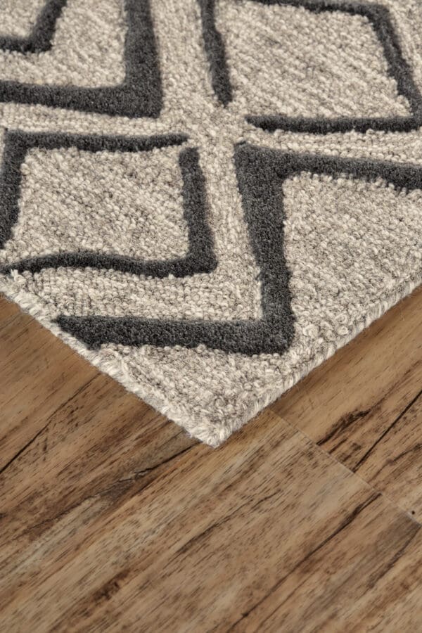 4' x 6'  Wool Geometric Tufted Handmade Stain-Resistant Area Rug - Black, Gray, & Taupe - Image 4