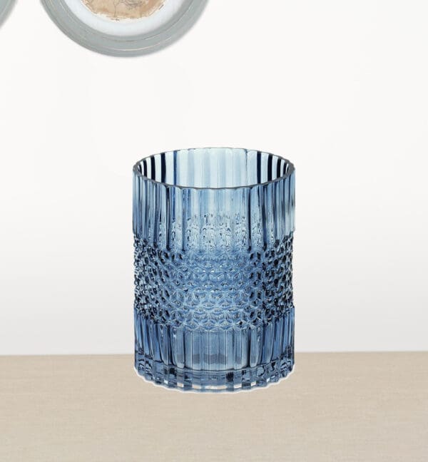 8" Crystal Glass Blue Round Table vase - Image 3