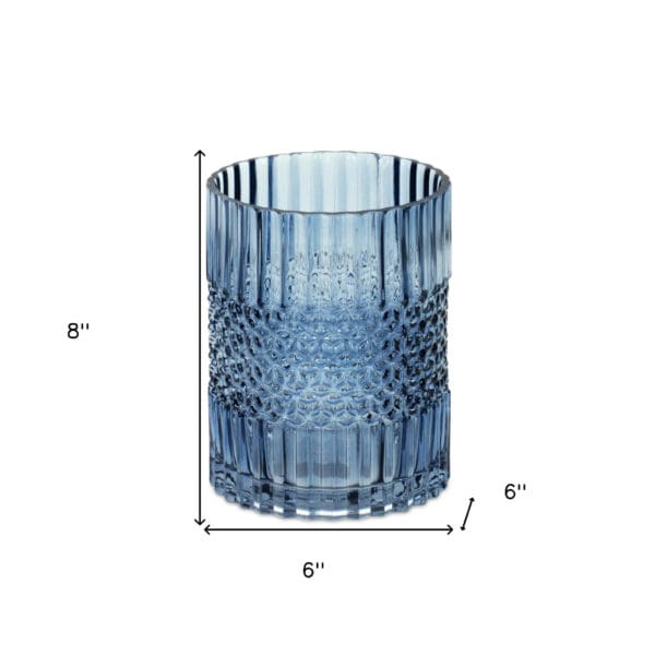 8" Crystal Glass Blue Round Table vase - Image 6