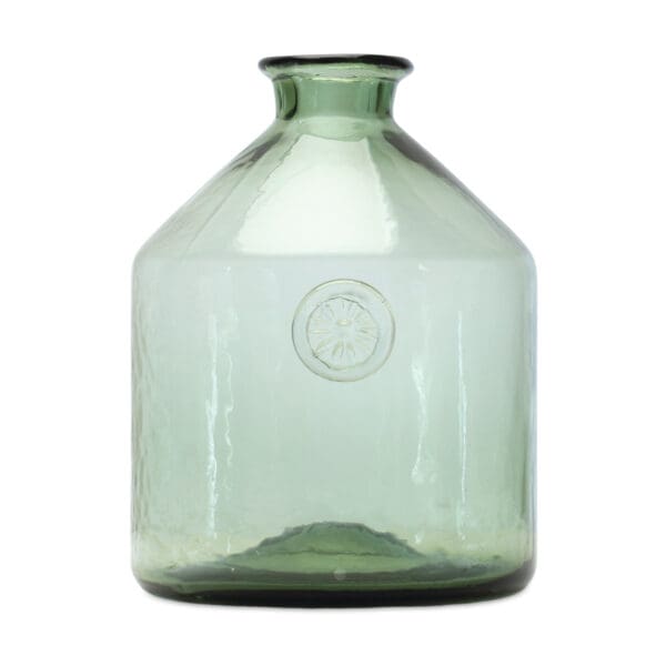 9" Crystal Glass Green Round Table vase