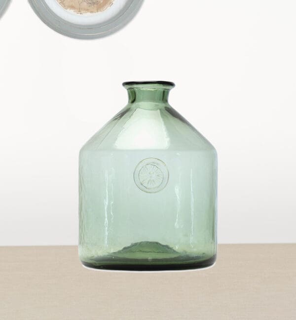 9" Crystal Glass Green Round Table vase - Image 3