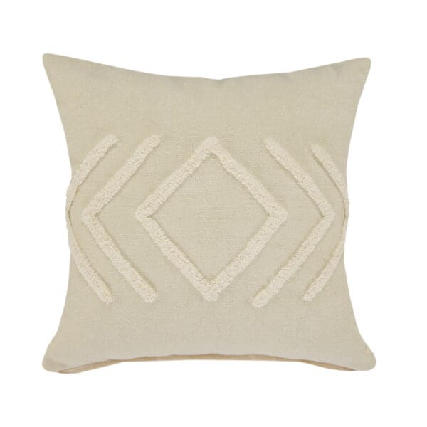 Geometric 100% Cotton Pillow - 20" x 20", Birch & White