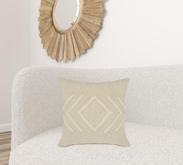 Geometric 100% Cotton Pillow - 20" x 20", Birch & White - Image 7