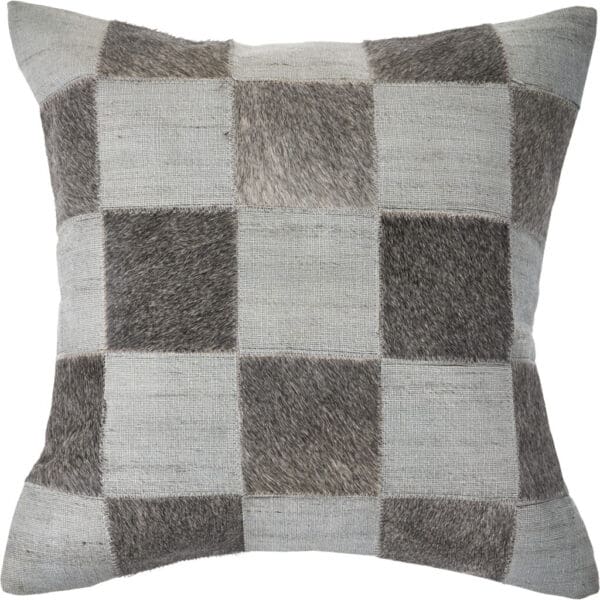 Geometric 100% Wool Pillow - 20" x 20", Silver & Brown