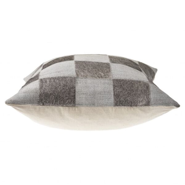 Geometric 100% Wool Pillow - 20" x 20", Silver & Brown - Image 4