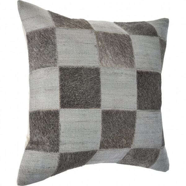 Geometric 100% Wool Pillow - 20" x 20", Silver & Brown - Image 5