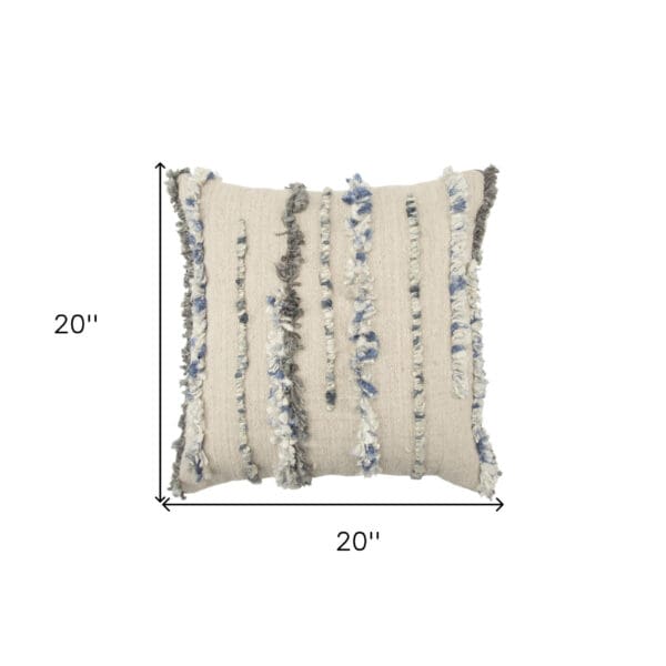 Natural 100% Cotton Striped Pillow - 20" x 20" - Image 7