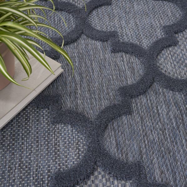 8' X 10' Navy Blue Geometric Flatweave Area Rug - Image 4