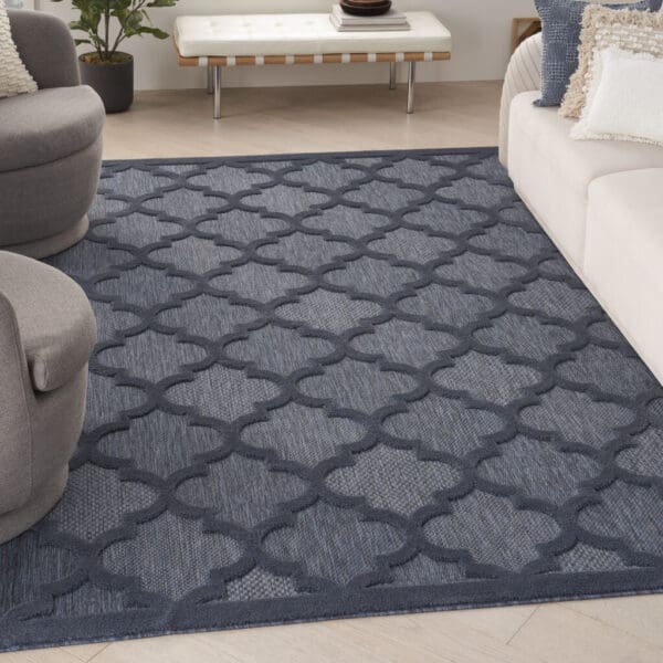 8' X 10' Navy Blue Geometric Flatweave Area Rug - Image 5