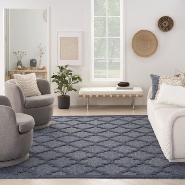 8' X 10' Navy Blue Geometric Flatweave Area Rug - Image 6