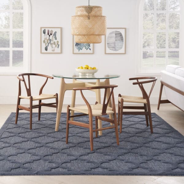 8' X 10' Navy Blue Geometric Flatweave Area Rug - Image 7