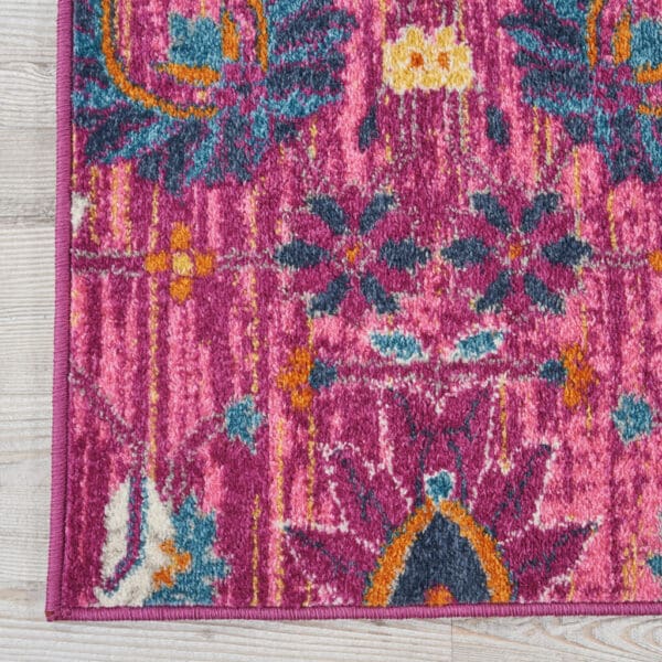 9' x 12' Pink Floral Power Loom Area Rug - Image 4