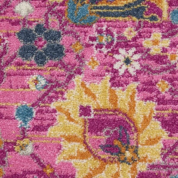 9' x 12' Pink Floral Power Loom Area Rug - Image 5