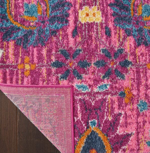 9' x 12' Pink Floral Power Loom Area Rug - Image 6