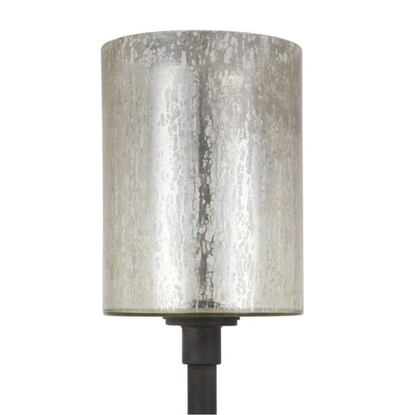 68" Black Torchiere Floor Lamp With Clear Transparent Glass Drum Shade - Image 5