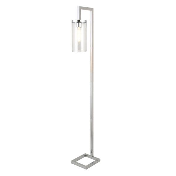 67" Nickel Reading Floor Lamp With Clear Transparent Glass Drum Shade - Image 4