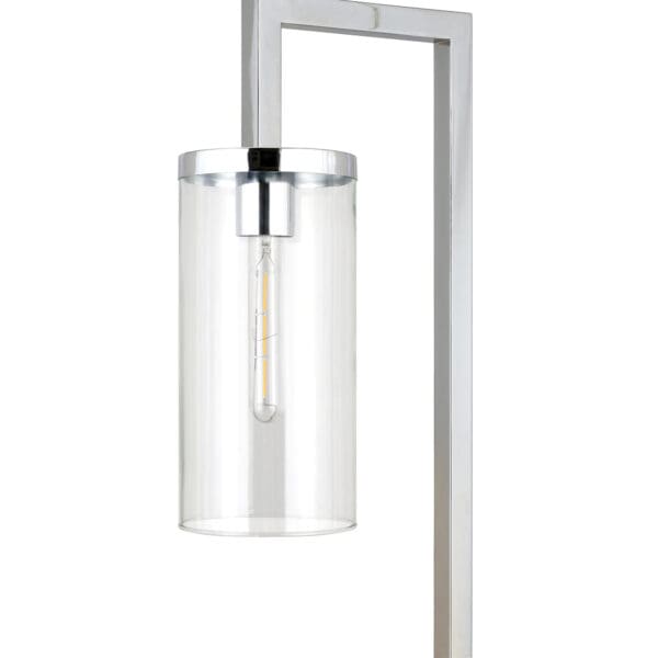 67" Nickel Reading Floor Lamp With Clear Transparent Glass Drum Shade - Image 6