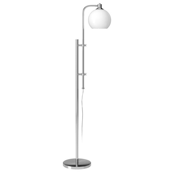 68" Nickel Adjustable Reading Floor Lamp With White Frosted Glass Globe Shade - Image 2