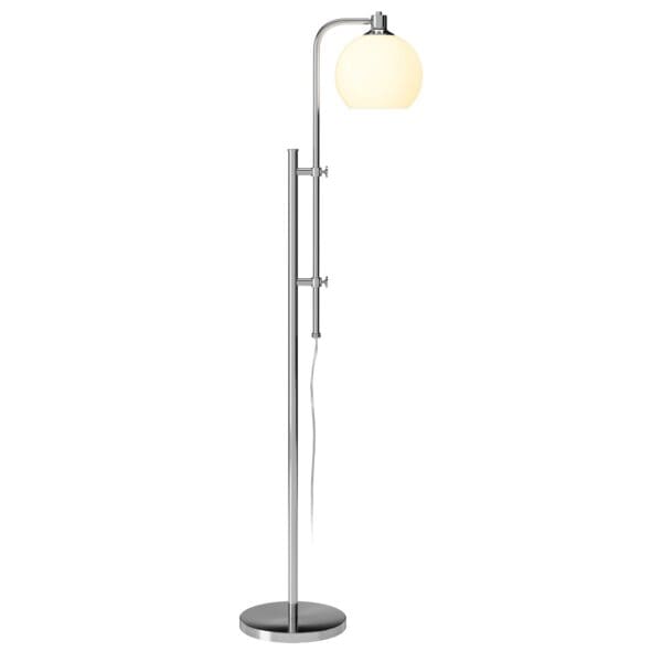 68" Nickel Adjustable Reading Floor Lamp With White Frosted Glass Globe Shade - Image 3