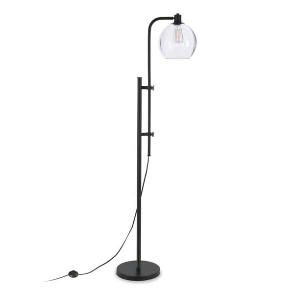 68" Black Adjustable Reading Floor Lamp With Clear Seeded Glass Globe Shade - Image 2