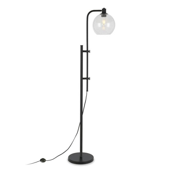 68" Black Adjustable Reading Floor Lamp With Clear Seeded Glass Globe Shade - Image 3